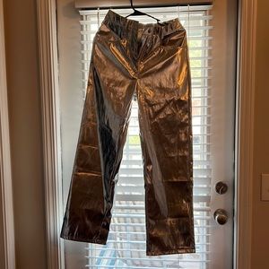 Metallic Silver faux leather pants. New! Never worn.